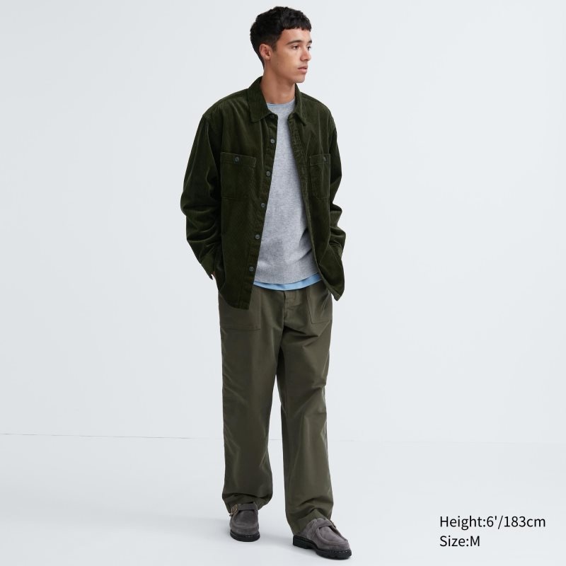 Grey Uniqlo Corduroy Work Long-sleeve Men Shirts | 933113