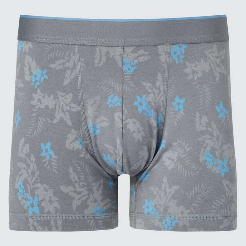 Grey Uniqlo Cotton Low Rise Printed Boxer Men Underwear | 7340876