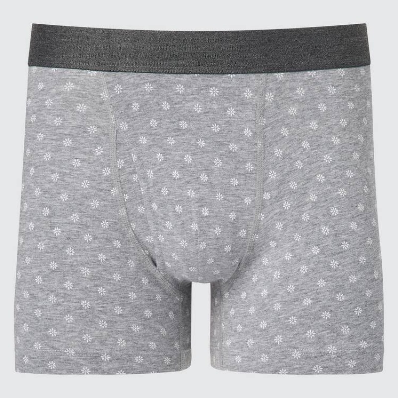 Grey Uniqlo Cotton Printed Boxer Men Underwear | 909683