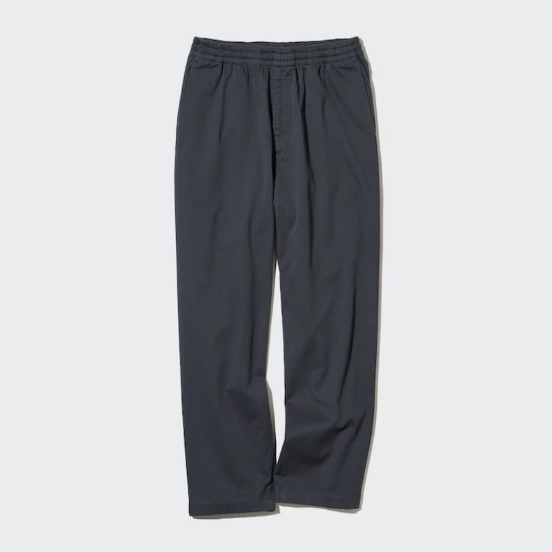 Grey Uniqlo Cotton Relaxed Fit Ankle Length Men Pants | 6684302