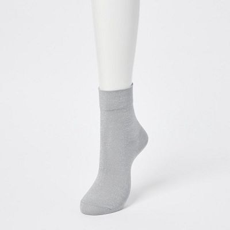 Grey Uniqlo Crew Glitter (3 Pairs) Women Socks | 1412748