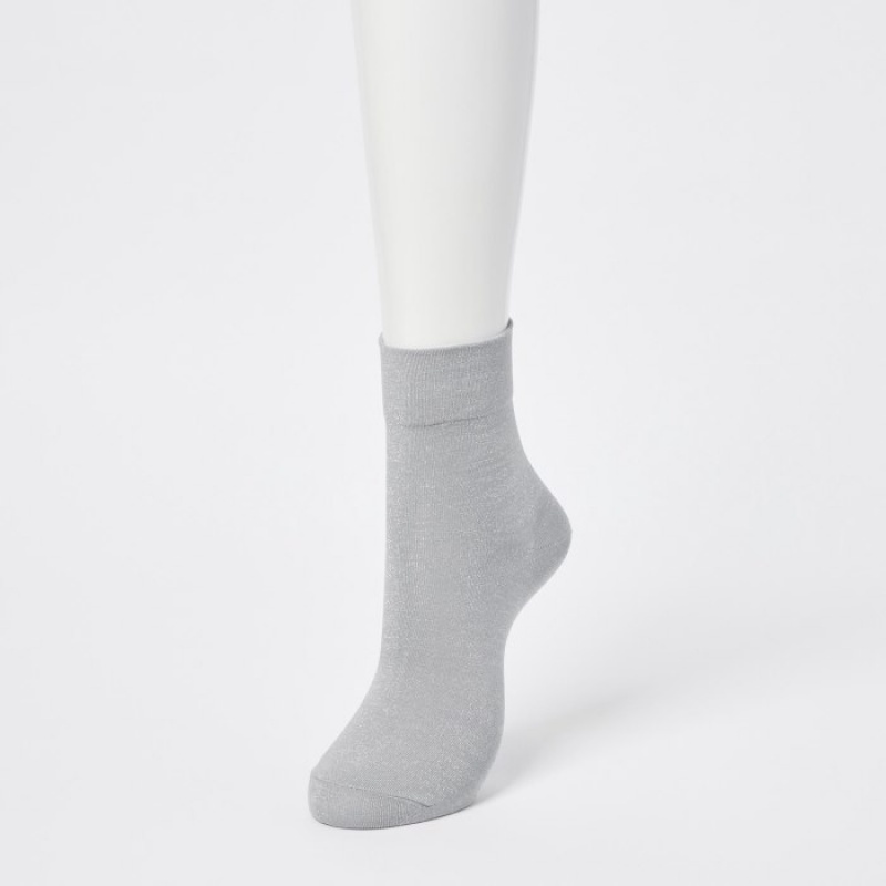 Grey Uniqlo Crew Glitter (3 Pairs) Women Socks | 398167