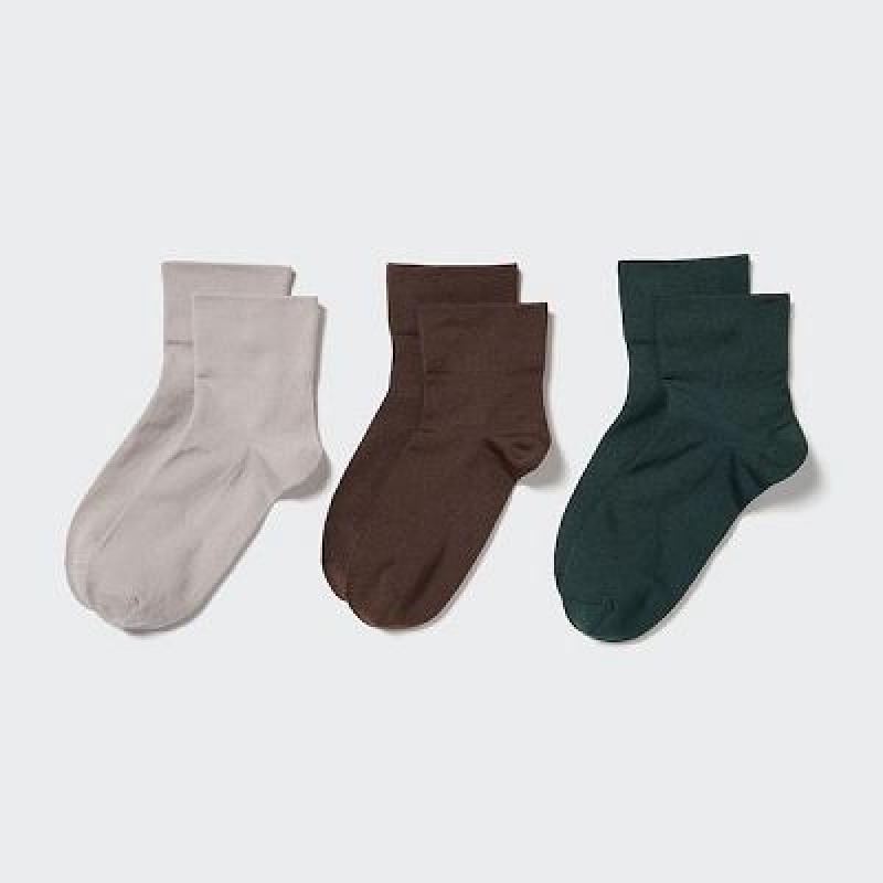 Grey Uniqlo Crew Tapered (3 Pairs) Women Socks | 3603272