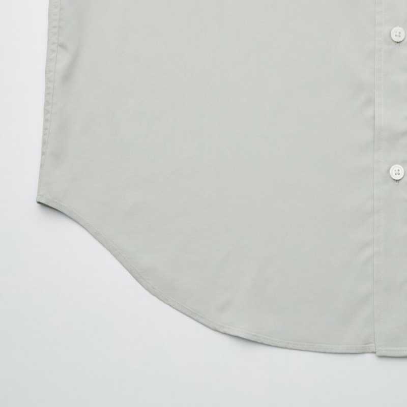 Grey Uniqlo Draped Long-Sleeve Women Shirts | 6429042