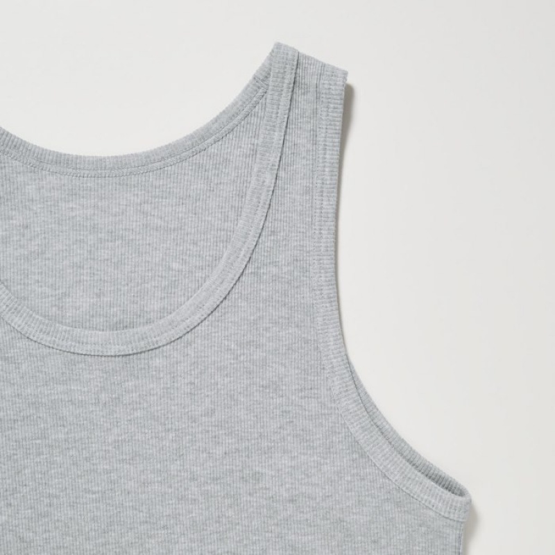 Grey Uniqlo Dry Color Ribbed Women Tank Top | 869481