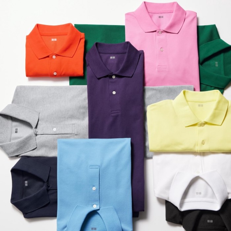Grey Uniqlo Dry Pique Women Polo Shirts | 3008385