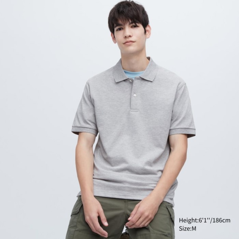 Grey Uniqlo Dry Pique Women Polo Shirts | 3008385