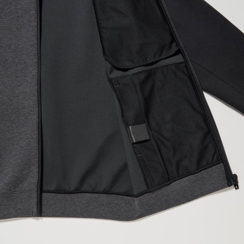Grey Uniqlo Dry Stretch Sweat Full-zip Color Block Men Hoodie | 4810612