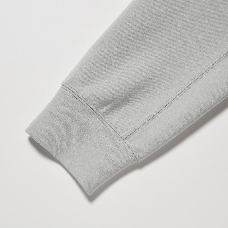 Grey Uniqlo Dry Stretch Sweat Long-sleeve Full-zip Men Hoodie | 124796