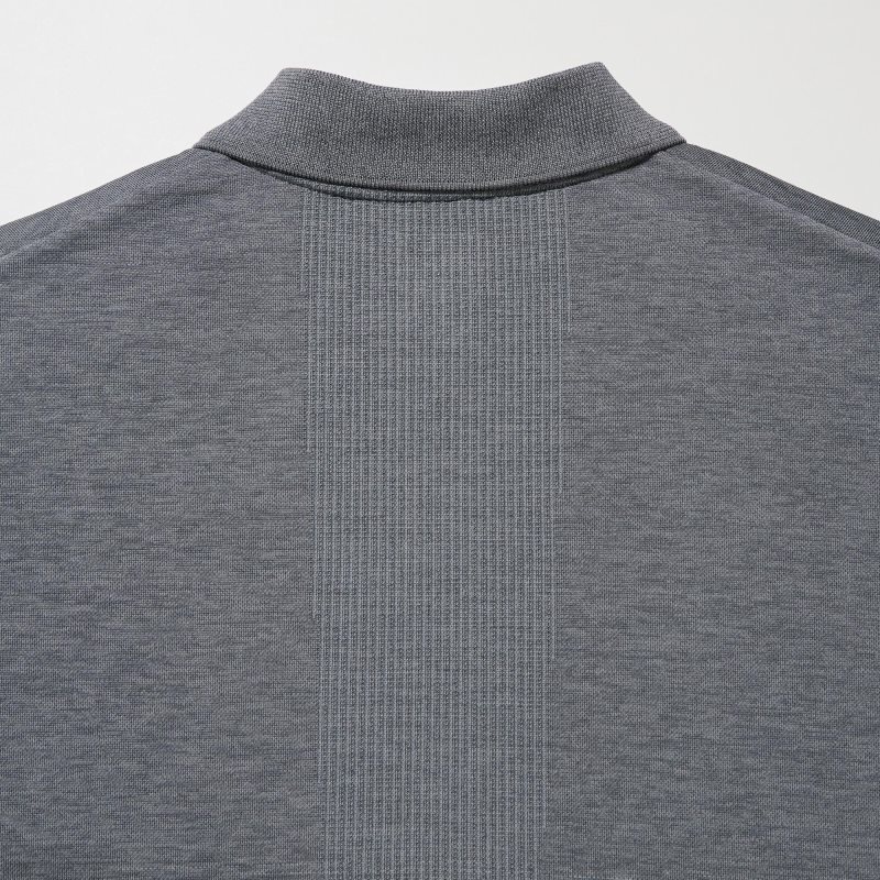 Grey Uniqlo Dry-ex Gradient Men Polo Shirts | 8230681