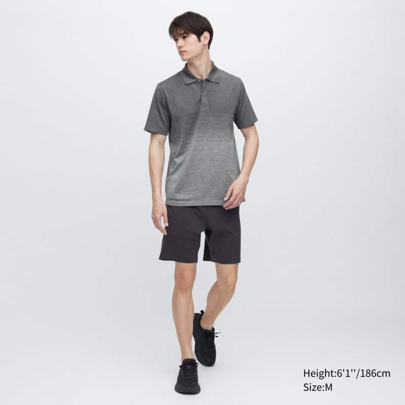 Grey Uniqlo Dry-ex Gradient Men Polo Shirts | 8230681