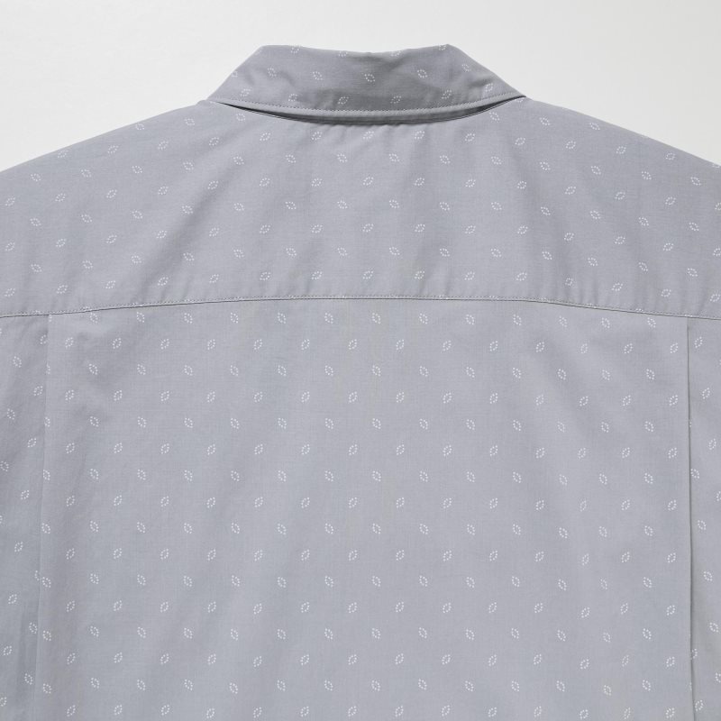 Grey Uniqlo Extra Fine Cotton Short-sleeve Men Shirts | 9561133