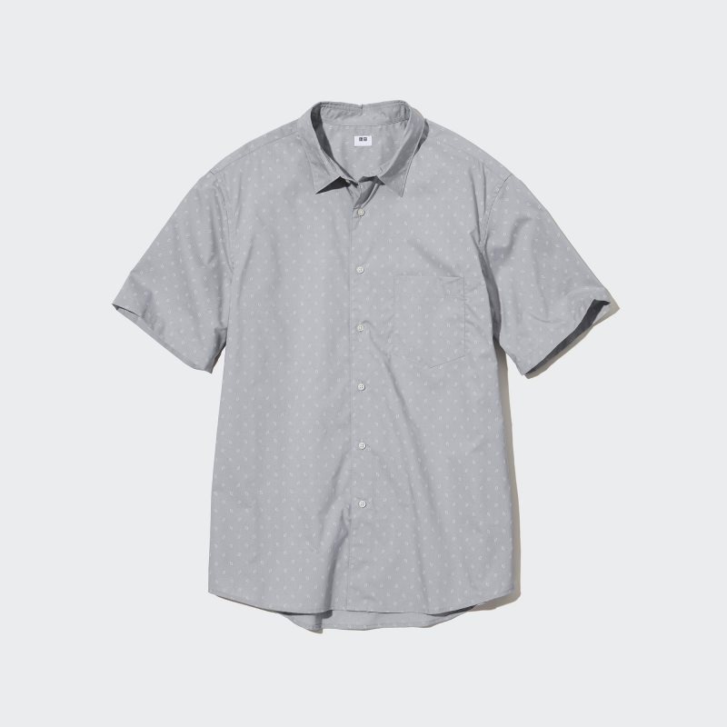 Grey Uniqlo Extra Fine Cotton Short-sleeve Men Shirts | 9561133
