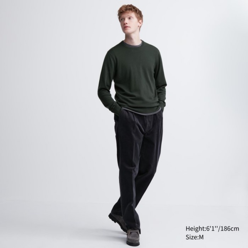 Grey Uniqlo Extra Fine Merino Crew Neck Long-Sleeve Women Sweaters | 734350