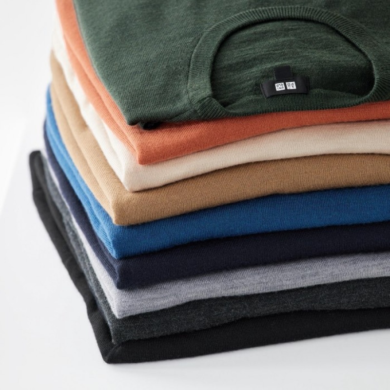 Grey Uniqlo Extra Fine Merino Crew Neck Long-Sleeve Women Sweaters | 7968296