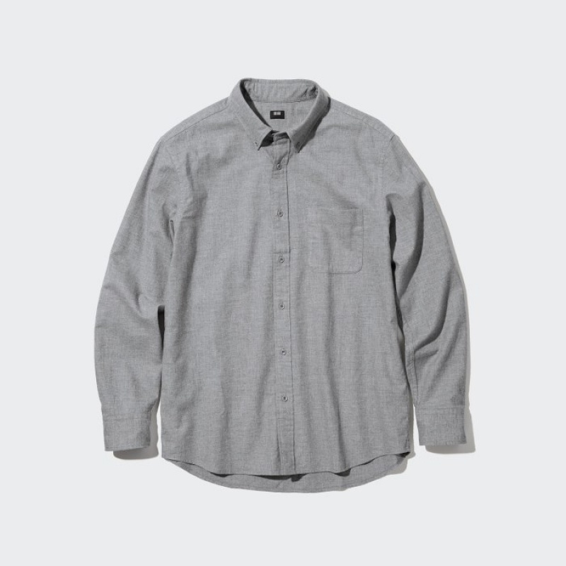 Grey Uniqlo Flannel Casual Women Shirts | 412226