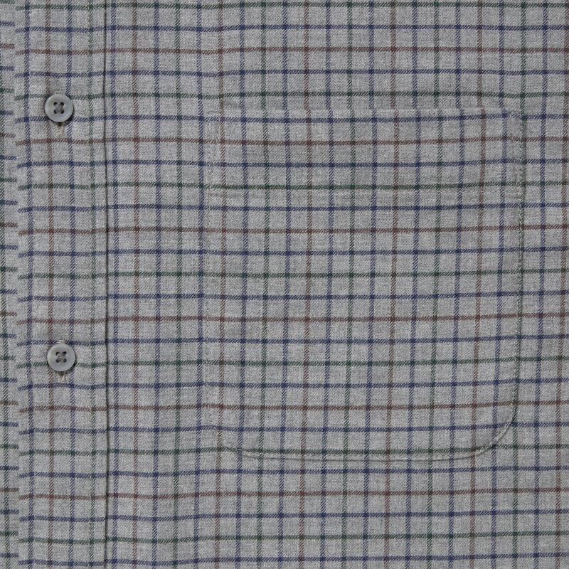 Grey Uniqlo Flannel Checked Long-sleeve Men Shirts | 2400815