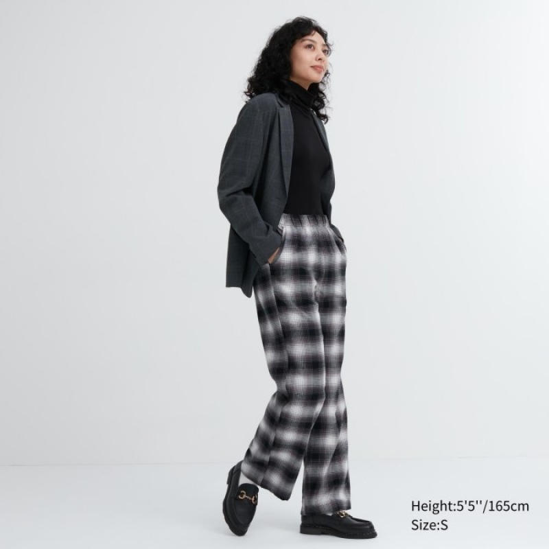 Grey Uniqlo Flannel Checked Lounge Women Pants | 5423571
