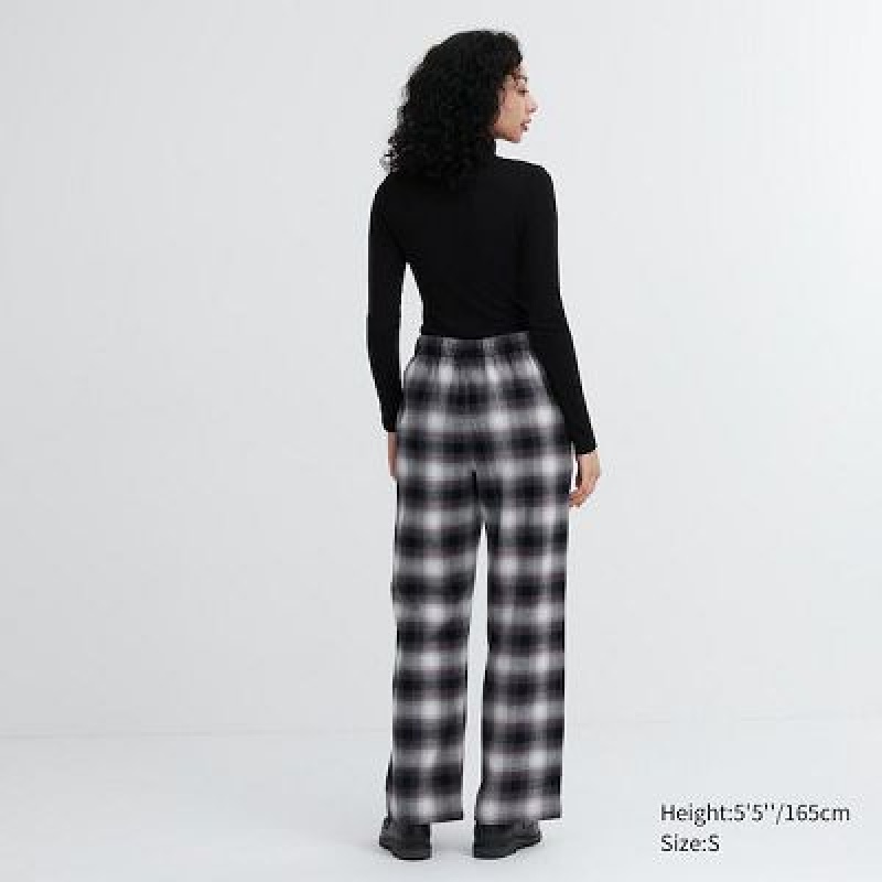 Grey Uniqlo Flannel Checked Women Pants | 5562