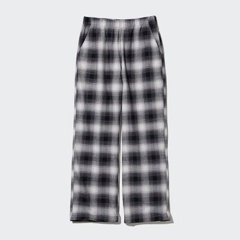 Grey Uniqlo Flannel Checked Women Pants | 5562