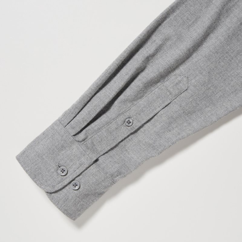 Grey Uniqlo Flannel Long-Sleeve Men Shirts | 2284499