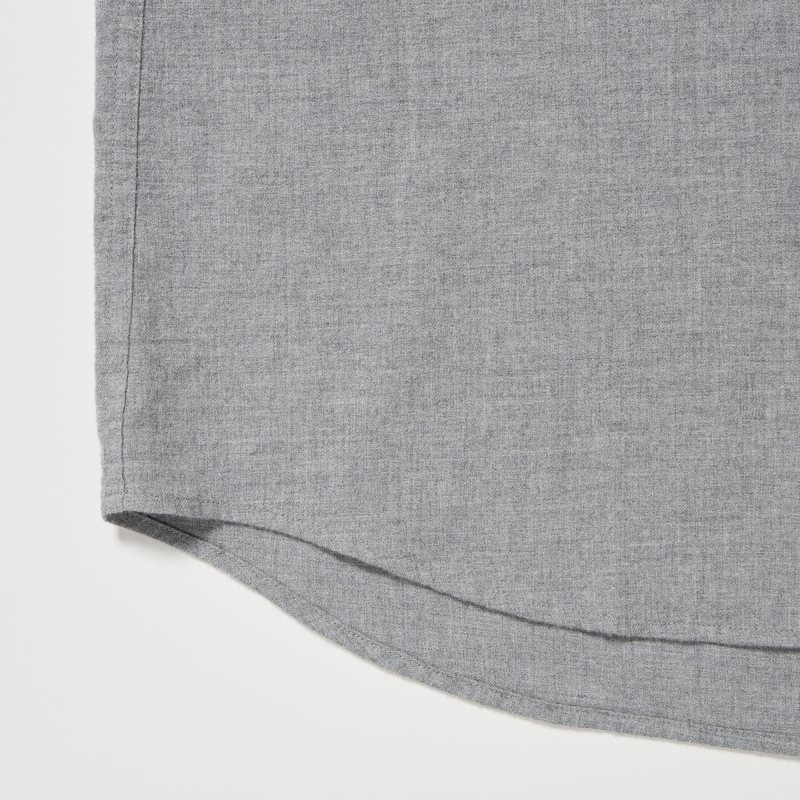 Grey Uniqlo Flannel Long-Sleeve Men Shirts | 2284499
