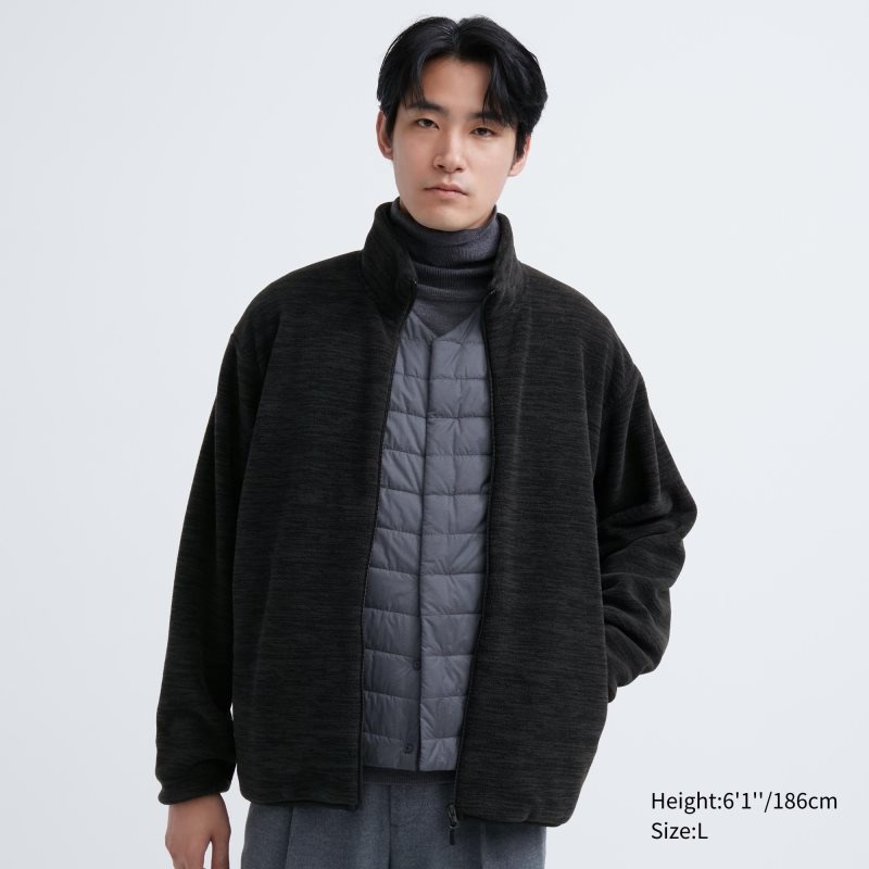 Grey Uniqlo Fleece Full-zip Long Sleeve Men Jackets | 1939124