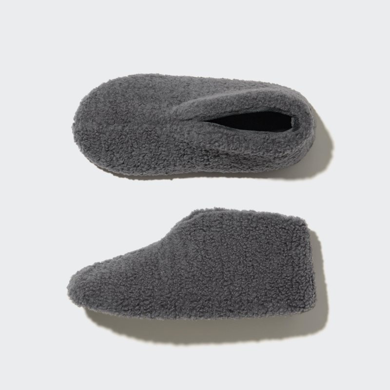 Grey Uniqlo Fleece Room Faux Shearling Fleece Men Slippers | 3605811