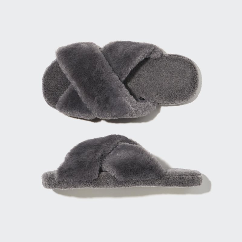 Grey Uniqlo Fleece Room Furry Fleece Men Slippers | 5923944