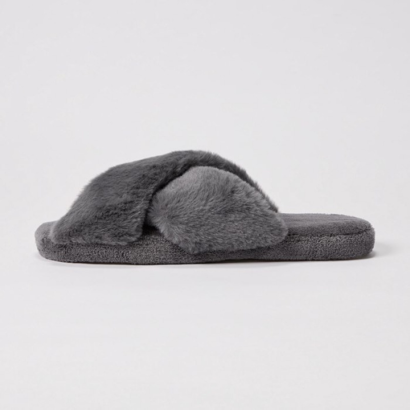 Grey Uniqlo Fleece Room Women Slippers | 4861206