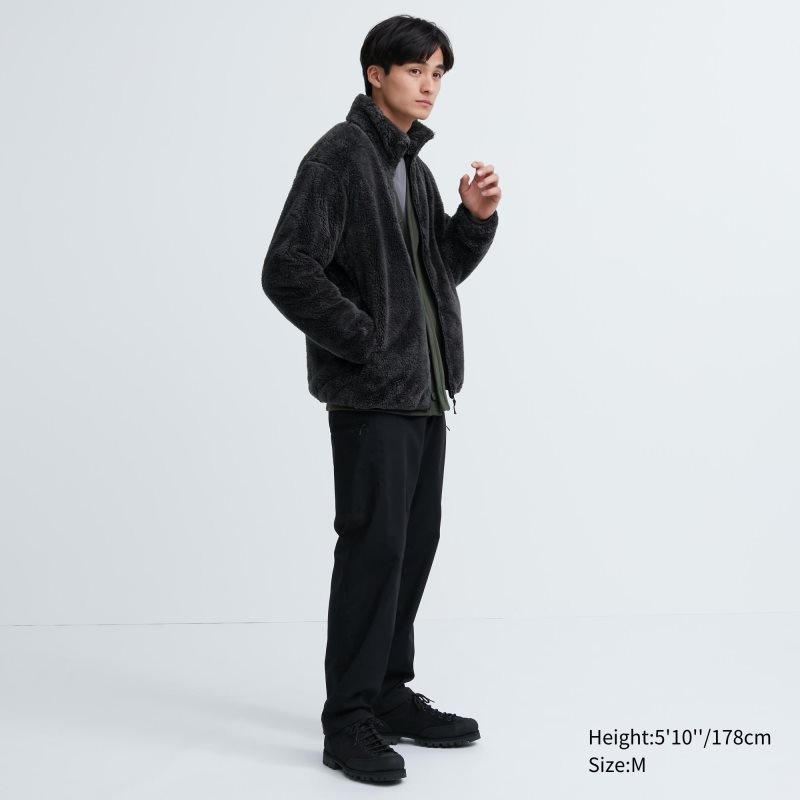Grey Uniqlo Fluffy Yarn Fleece Full-Zip Men Jackets | 3841471