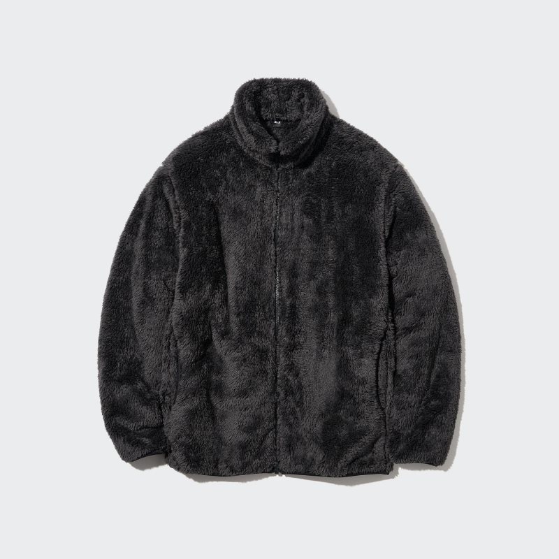 Grey Uniqlo Fluffy Yarn Fleece Full-Zip Men Jackets | 3841471