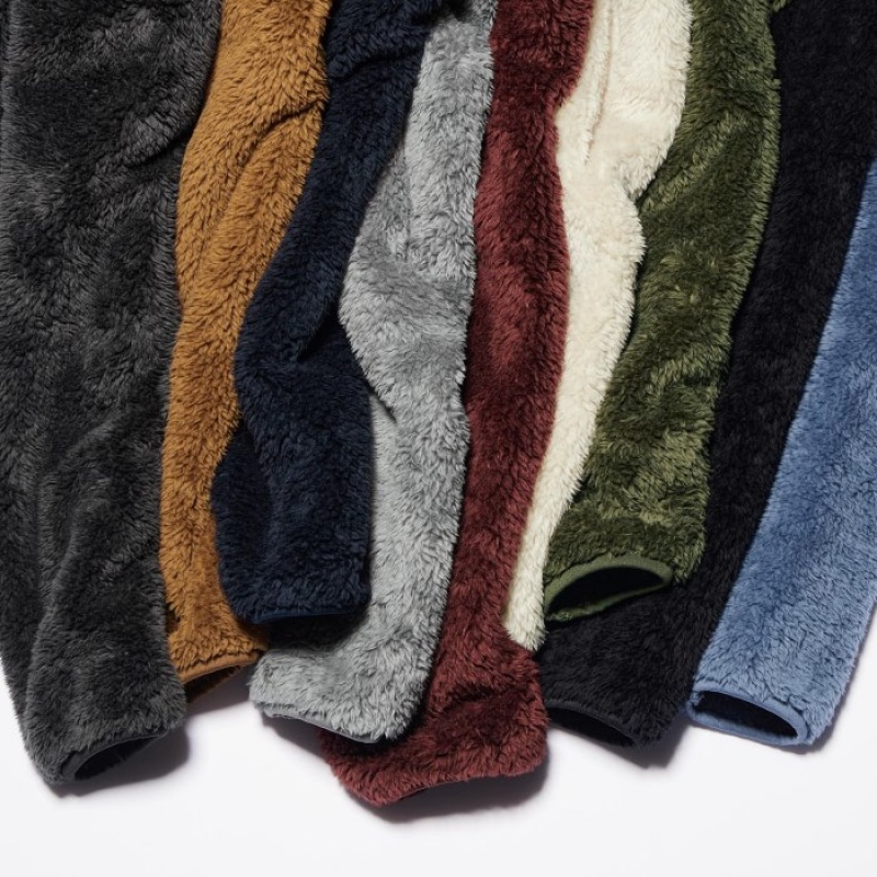 Grey Uniqlo Fluffy Yarn Full-Zip Women Fleece | 2239051