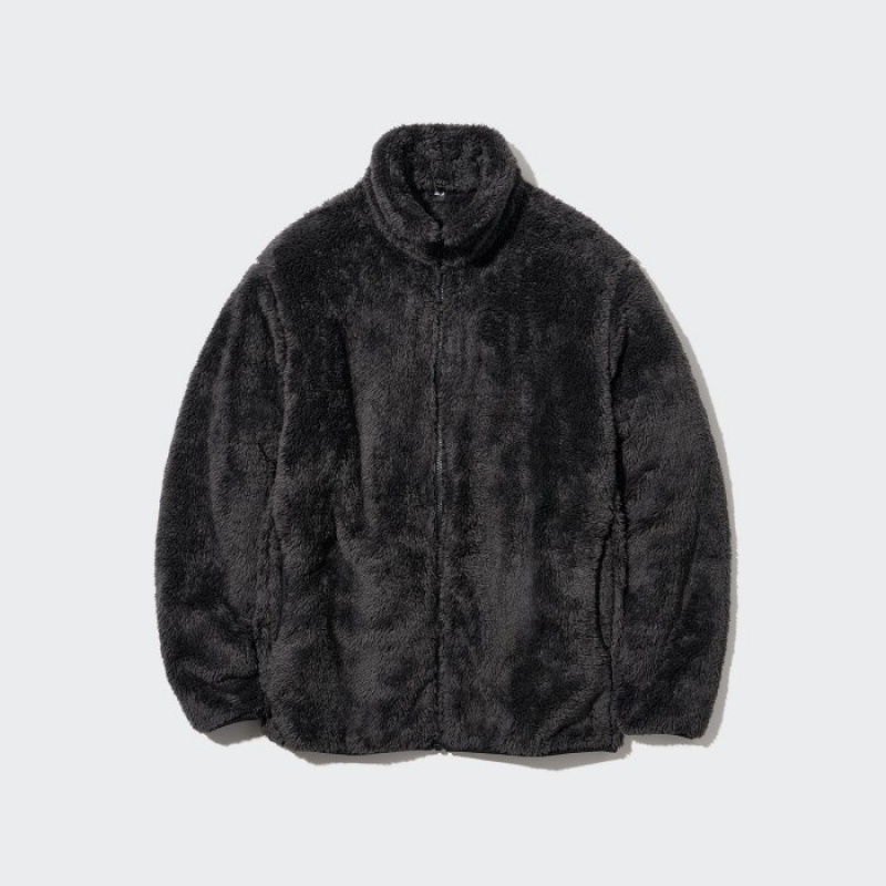 Grey Uniqlo Fluffy Yarn Full-Zip Women Fleece | 2239051