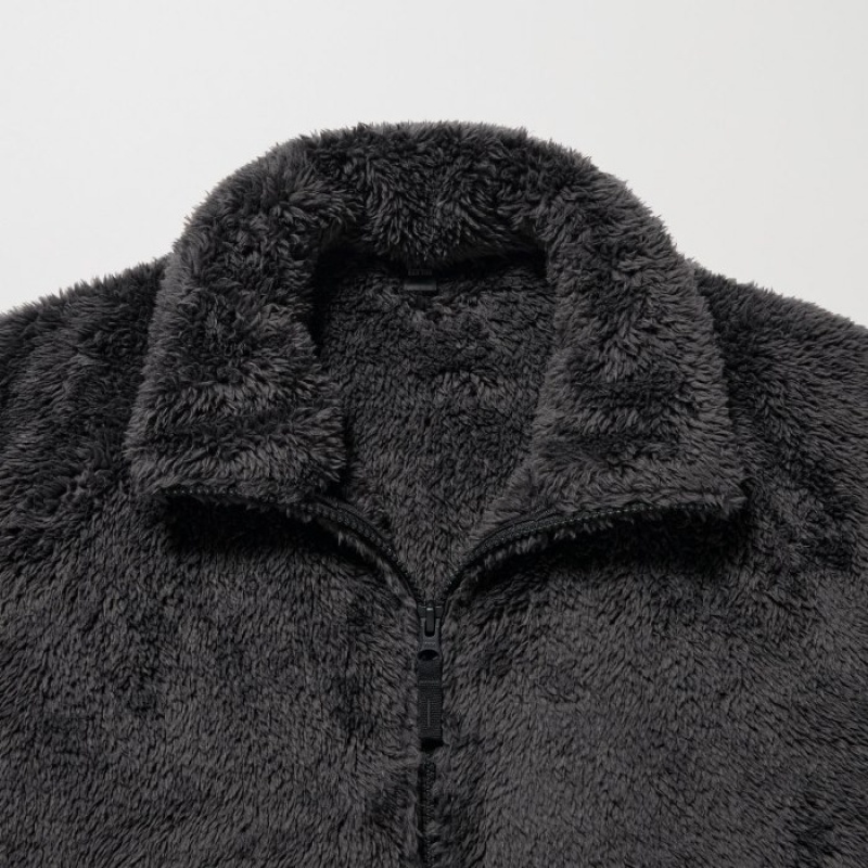 Grey Uniqlo Fluffy Yarn Full-Zip Women Fleece | 2239051