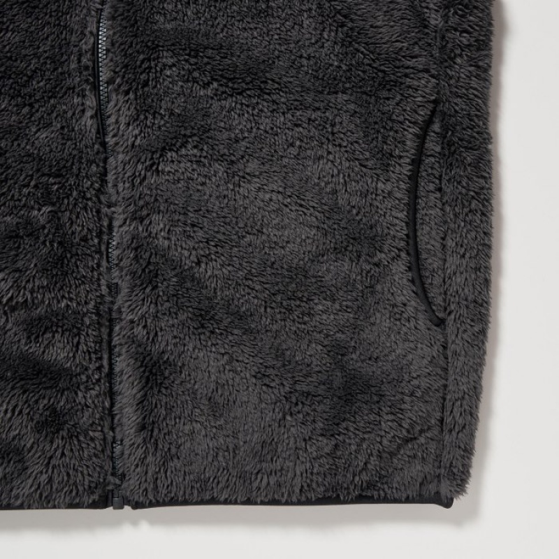 Grey Uniqlo Fluffy Yarn Full-Zip Women Fleece | 2239051