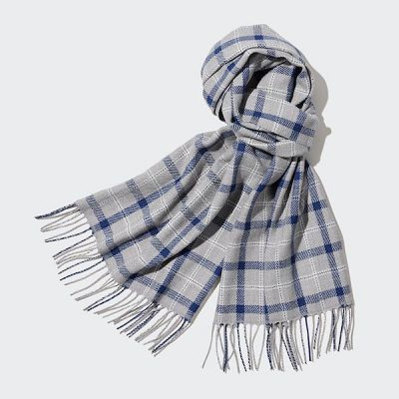 Grey Uniqlo HEATTECH Checked Women Scarves | 515248