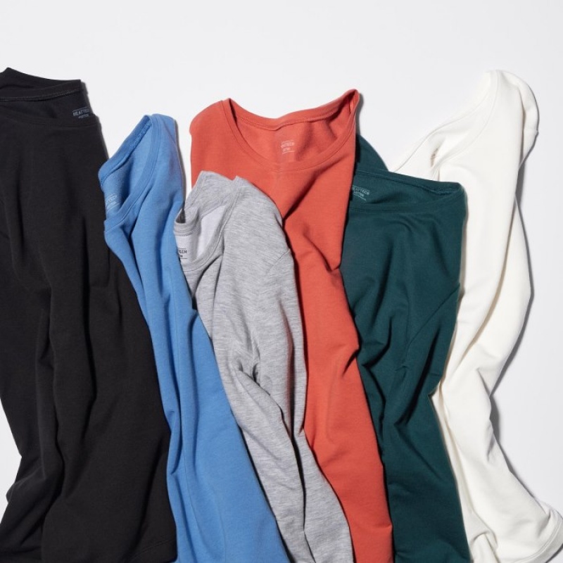 Grey Uniqlo HEATTECH Cotton Crew Neck Long-Sleeve Women T Shirts | 2722284