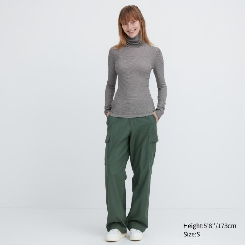 Grey Uniqlo HEATTECH Extra Warm Seamless Turtleneck Women T Shirts | 4590899