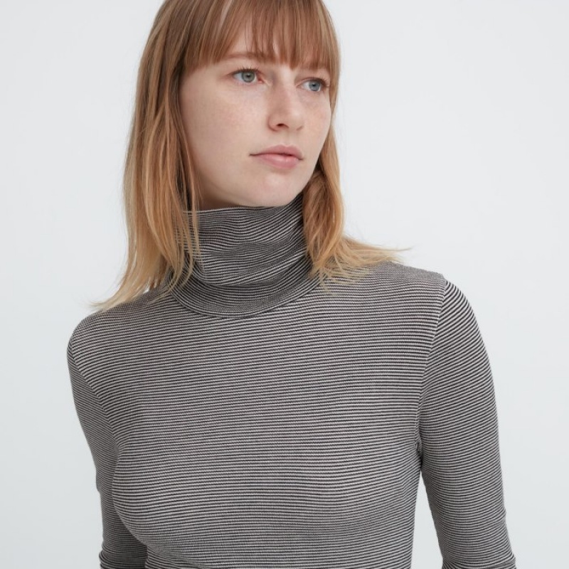 Grey Uniqlo HEATTECH Extra Warm Seamless Turtleneck Women T Shirts | 4590899