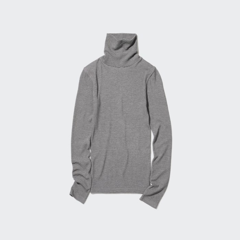 Grey Uniqlo HEATTECH Extra Warm Seamless Turtleneck Women T Shirts | 4590899