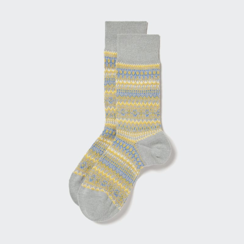 Grey Uniqlo HEATTECH Fair Isle Men Socks | 9667393