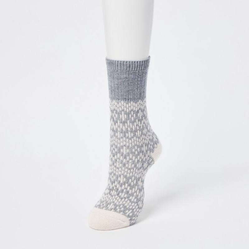 Grey Uniqlo HEATTECH Fair Isle Women Socks | 63756