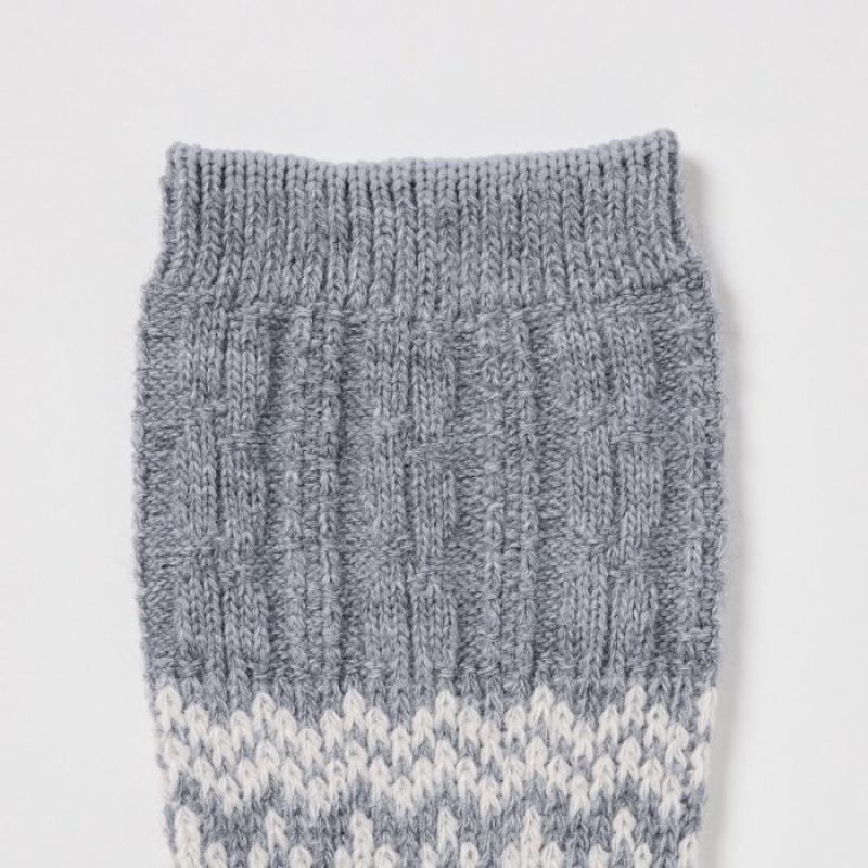 Grey Uniqlo HEATTECH Fair Isle Women Socks | 63756