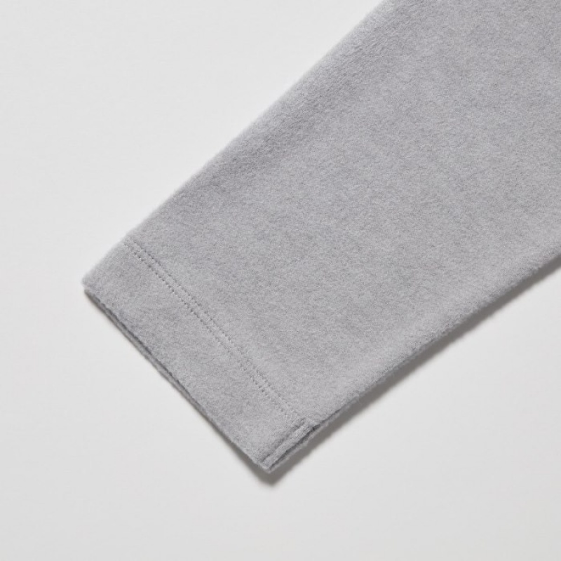 Grey Uniqlo HEATTECH Fleece Crew Neck Long-Sleeve Women T Shirts | 1506234