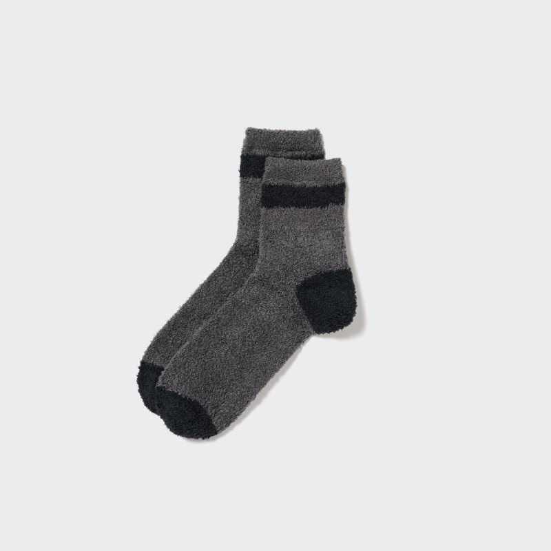 Grey Uniqlo HEATTECH Fluffy-Lined Half Men Socks | 4302678