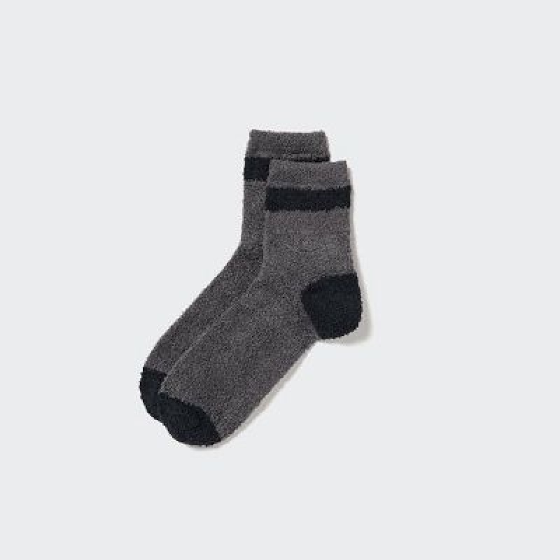 Grey Uniqlo HEATTECH Fluffy-Lined Half Women Socks | 4418446