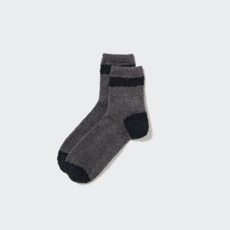 Grey Uniqlo HEATTECH Fluffy Lined Half Women Socks | 2132324