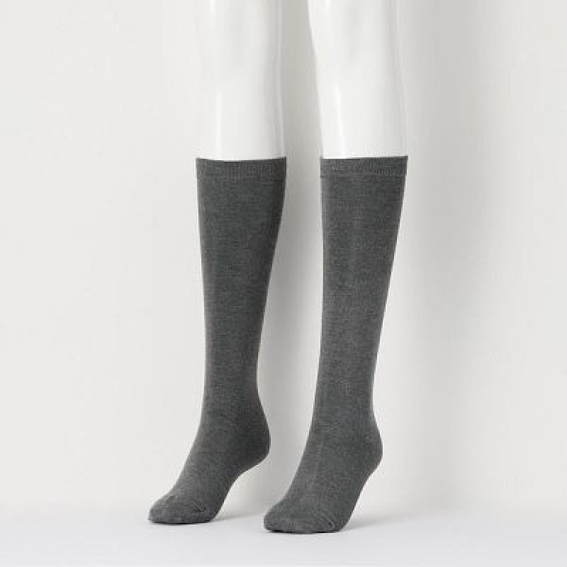 Grey Uniqlo HEATTECH Knee High Women Socks | 1077014