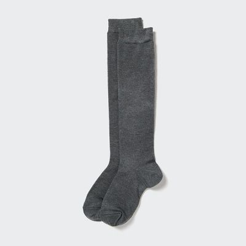Grey Uniqlo HEATTECH Knee High Women Socks | 1077014